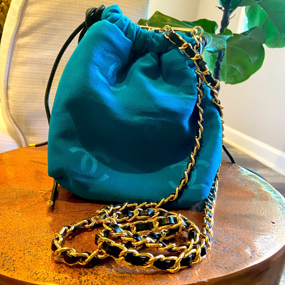 Vintage Reimagined Authentic Chanel Scarf Drawstring Bag